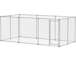 NAIZY Outdoor hondenkennel 400 x 200 x 150 cm groot verzinkt staal met afsluitbare deur hondenomheining hondenuitloop voor buiten