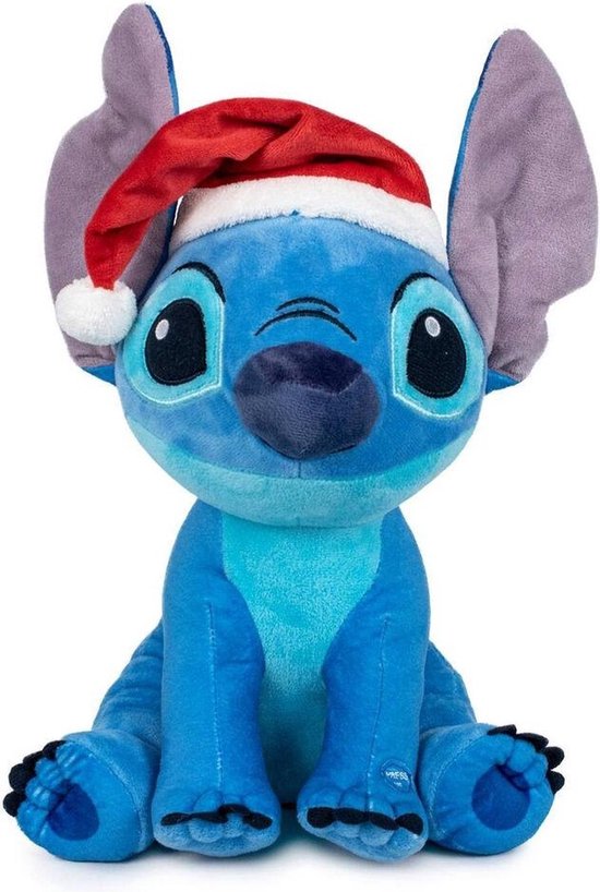 Stitch met Kerstmuts en Geluid - Disney Pluche Knuffel 30 cm - Disney Pluche Knuffel 30 cm - Disney Christmas Plush Toy - Speelgoed Knuffels voor kinderen jongens meisjes - Kerstmis Kerst Muts - 101 Dalmatiérs, Lady en de Vagebond, Pluto, Dumbo