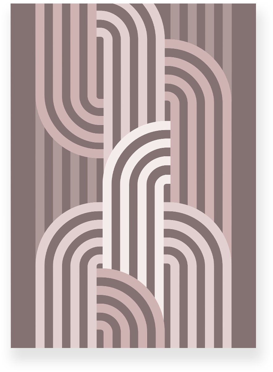 Yisual Aluminium plaat 30x40 cm - Poster - Halve Bogen - Patroon - Paars - Roze - Optische Illusie - Japandi - Muurdecoratie - Wanddecoratie