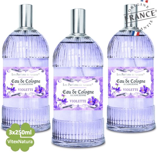 Violette Eau de Cologne 3 X 250 ML | merk A L'Ancienne | unisex | multifunctioneel als parfum, roomspray en fris linnengoed | Franse Parfum de Grasse