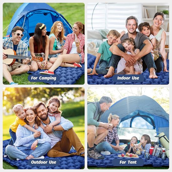 Isolerende campingmat opblaasbaar luchtbed voor 2 personen 195 x 125 x 10 cm ultralichte slaapmat met luchtpomp kussen en voetpers voor camping backpacking wandelen reizen van Merkloos — afbeelding 4