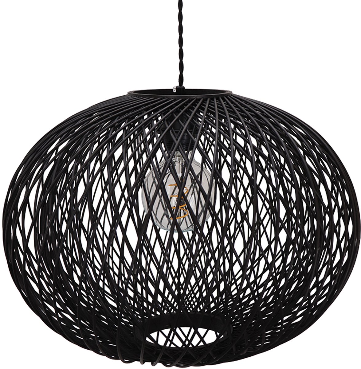 Olucia - FLORINE - Hanglamp - Zwart - Vorm: Rond
