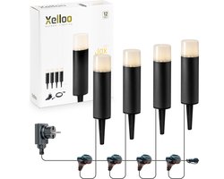 Xelloo® LED Tuinverlichting set Jax van 4 Stuks - 8 meter - Warm Wit Licht - 12V Grondspots voor buiten met Stekker - IP44 Waterbestendig - Buitenverlichting