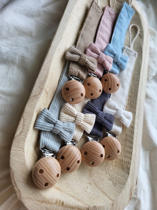 Speenkoord - spenenketting - Baby - Corduroy met strik - Rose — afbeelding 2