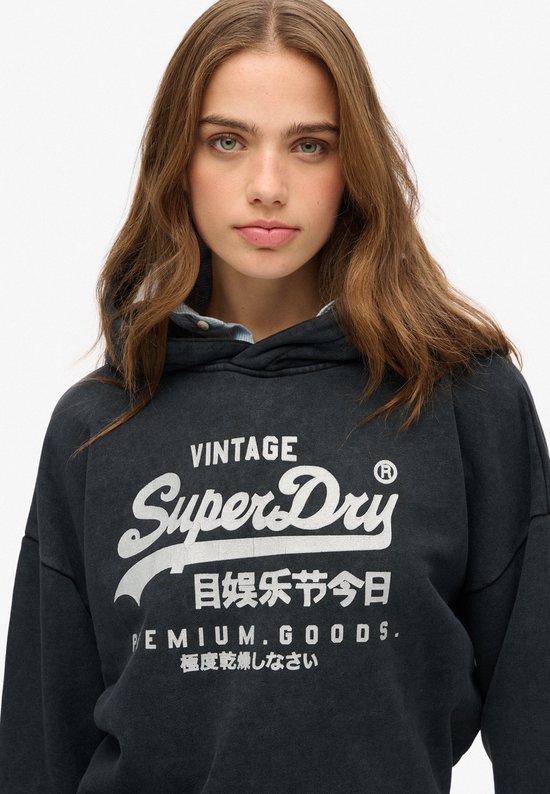 Superdry - Sweat à capuche décontracté Vintage avec logo métallisé - Femme - Sweats à capuche