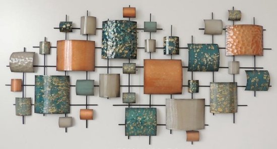 Grote 3D Metaal Schilderij Wanddecoratie-Geometric images Geometrische figuren abstract