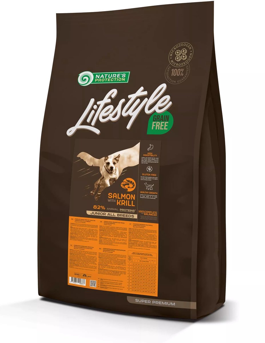 Nature's Protection Lifestyle - hond - alle rassen - junior - graanvrij met zalm & krill - 10kg