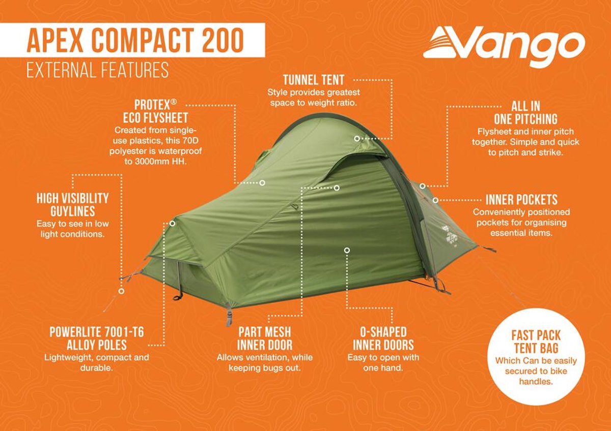 Vango Apex Compact 200 - Forest Green - Koepeltent - Lichtgewicht