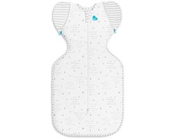 Love to Dream™ Babyslaapzak Swaddle Up™ - Inbakeren afbouwen - Baby 4-6 maanden - 6-8.5 kg - Zomer - Wit met tekst