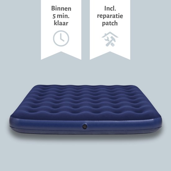 Bestway luchtbed - 2-Persoons - 152 x 203 x 22 cm - Blauw - Inclusief Hoeslaken - Pomp en Reparatieset van Merkloos — afbeelding 5