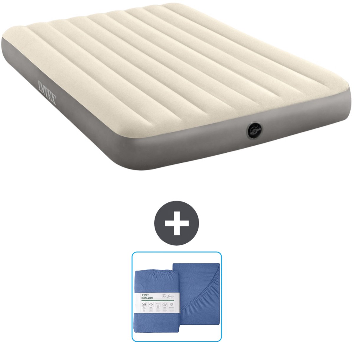 Intex Luchtbed - 2-Persoons - 152 x 203 x 25 cm - Beige - Inclusief en Hoeslaken
