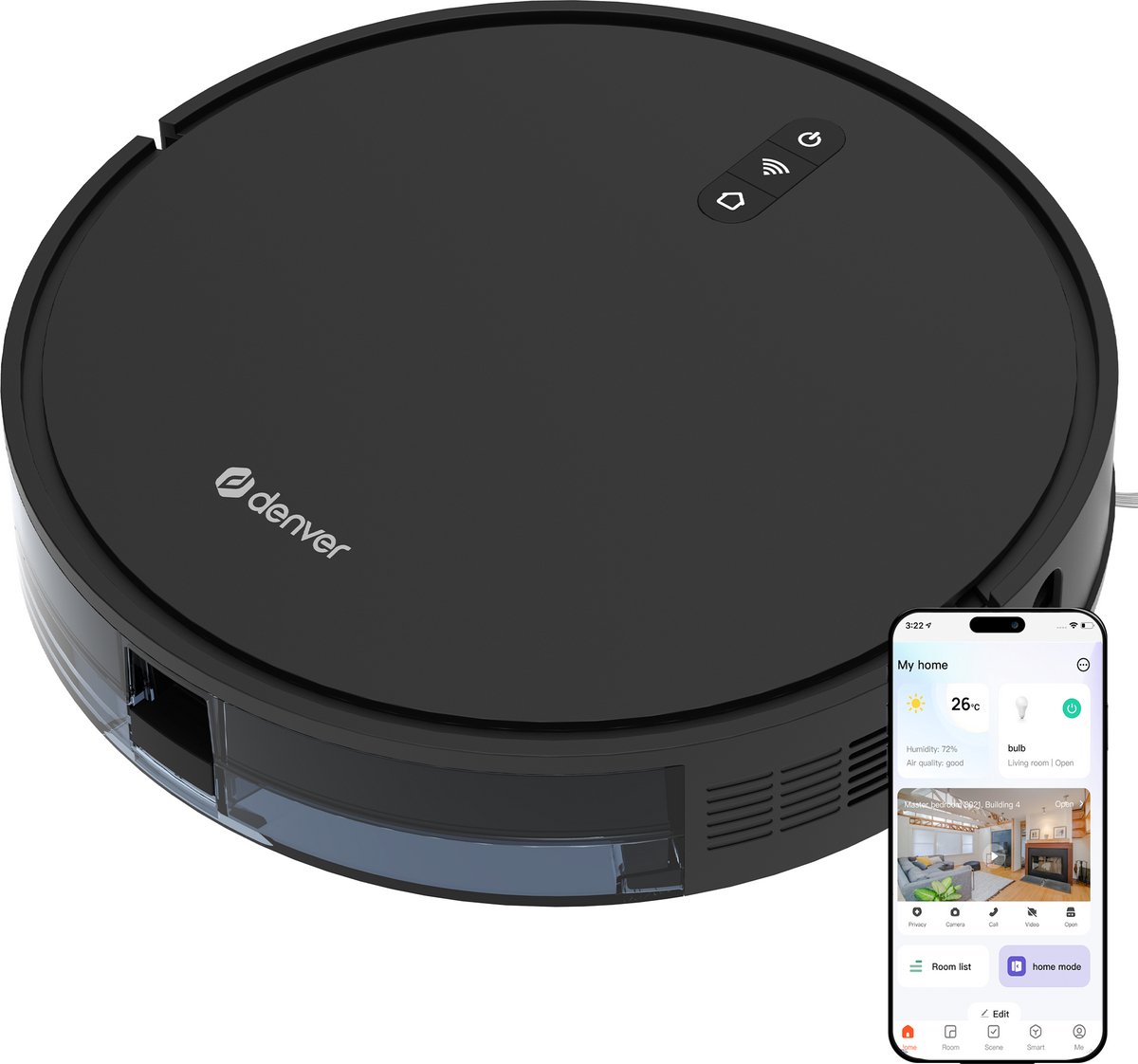 Denver Robotstofzuiger met Laadstation - Smartphone TUYA App - Geschikt voor Huisdierharen - RVC115