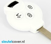 Autosleutel Hoesje geschikt voor Smart - SleutelCover - Silicone Autosleutel Cover - Sleutelhoesje Wit