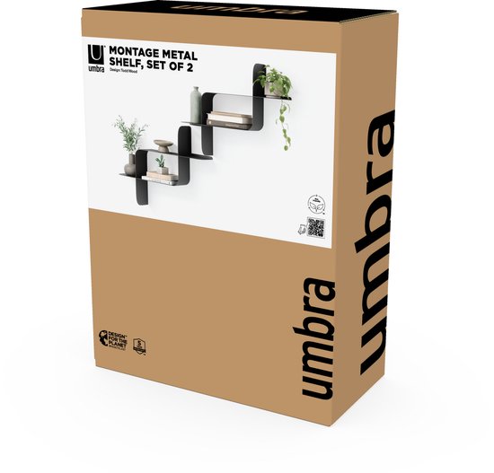 ÉTAGÈRE DE MONTAGE EN MÉTAL, 2PK, BLACK