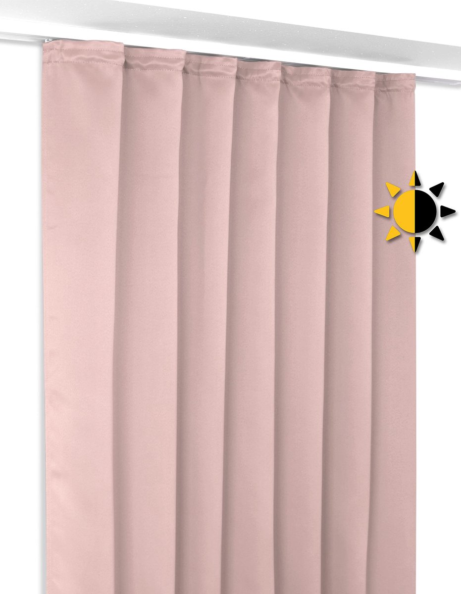 Unyqoos ® Stijlvol Verduisteringsgordijn met Plooiband, Geluiddempend en Warmte-isolerend, Diverse Kleuren en Maten Beschikbaar roze