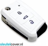 Autosleutel Hoesje geschikt voor Skoda - SleutelCover - Silicone Autosleutel Cover - Sleutelhoesje Wit