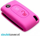 Autosleutel Hoesje geschikt voor Citroën - SleutelCover - Silicone Autosleutel Cover - Sleutelhoesje Roze