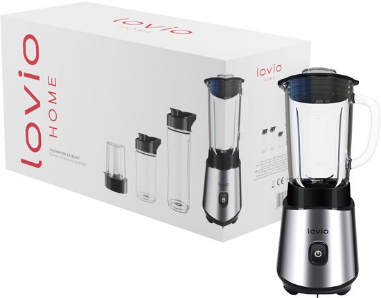 LOVIO Blender met Kan - 500W Krachtige Blender met 3 BPA-vrije Tritan Flessen en Koffie- & Notenmolen - Glazen Kan 600ml, RVS Messen van LOVIO — afbeelding 5