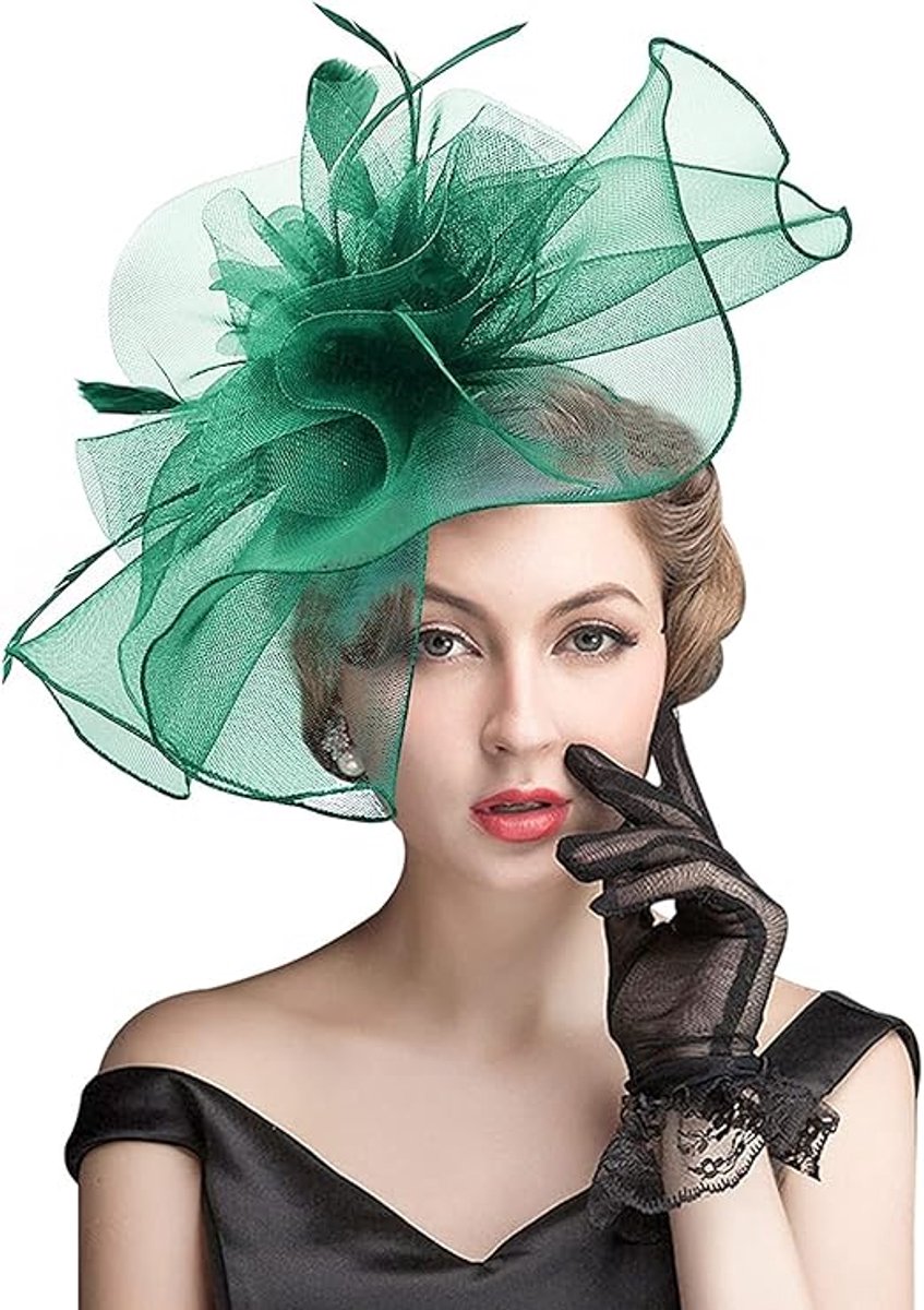 UTXN Fascinator-hoed zwart met sluier - jaren 20 stijl met strass voor dames, bruiloft, begrafenis, theekransje, wit, één maat