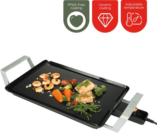 Plaat van Aad - Deluxe Grillplaat - 46x30cm - PFAS vrij Keramisch - met Opbergkist - extra dikke plaat - extra lang snoer — afbeelding 3