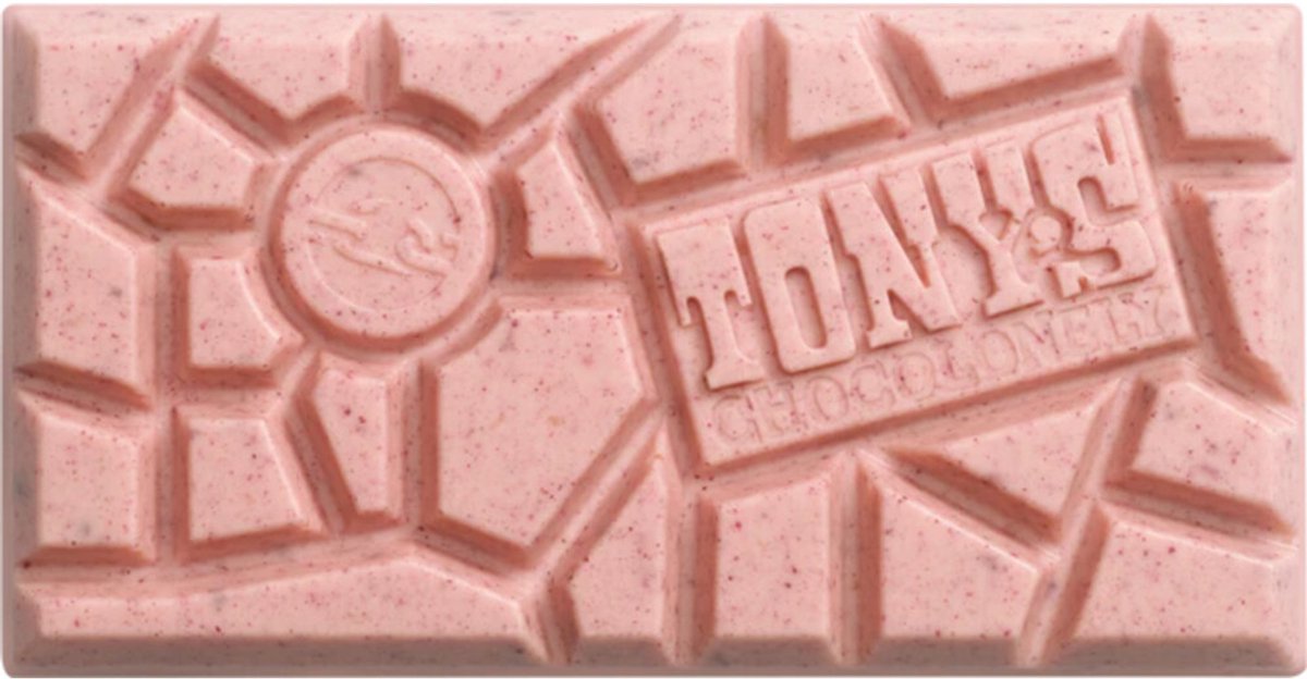 Witte Chocolade Reep Framboos Knettersuiker 180 gram Chocola van Tony's Chocolonely — cadeau in Eten & Drinken - foto 5