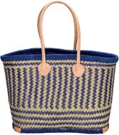 Beagles Bozaka Rieten Mand - Ruime en Functionele Boodschappenmand Strandtas met Stijlvol Design - Blauw