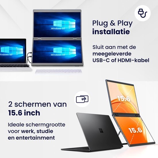 Newsoul Portable Monitor 15.6 Extrander Zweitbildschirm für Laptop mit