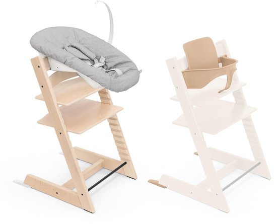 Ensemble chaise haute Tripp Trapp®, chaise haute + Set Bébé + Set nouveau-né, Natural, gris NBS