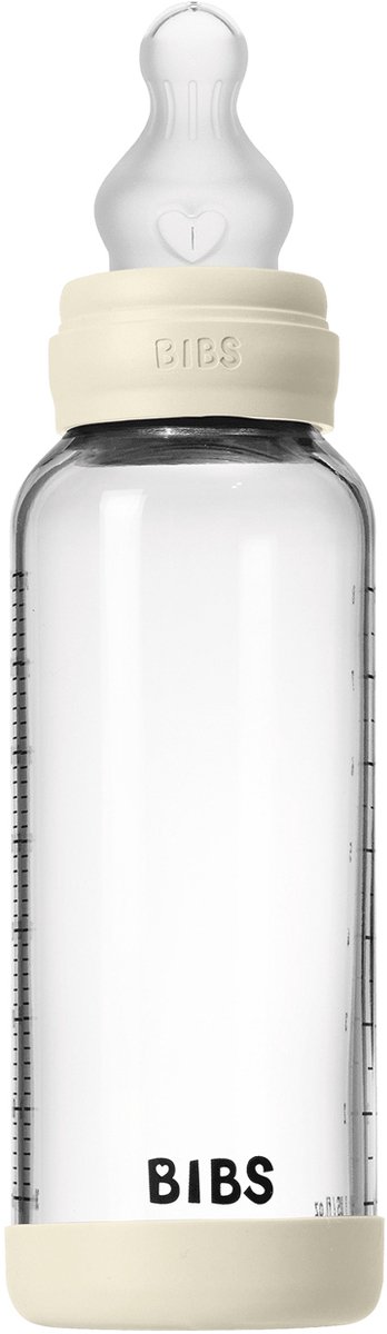 BIBS Fles - Medium Flow - 240 ml - Silicone/Glas - Ivory van Merkloos — afbeelding 2