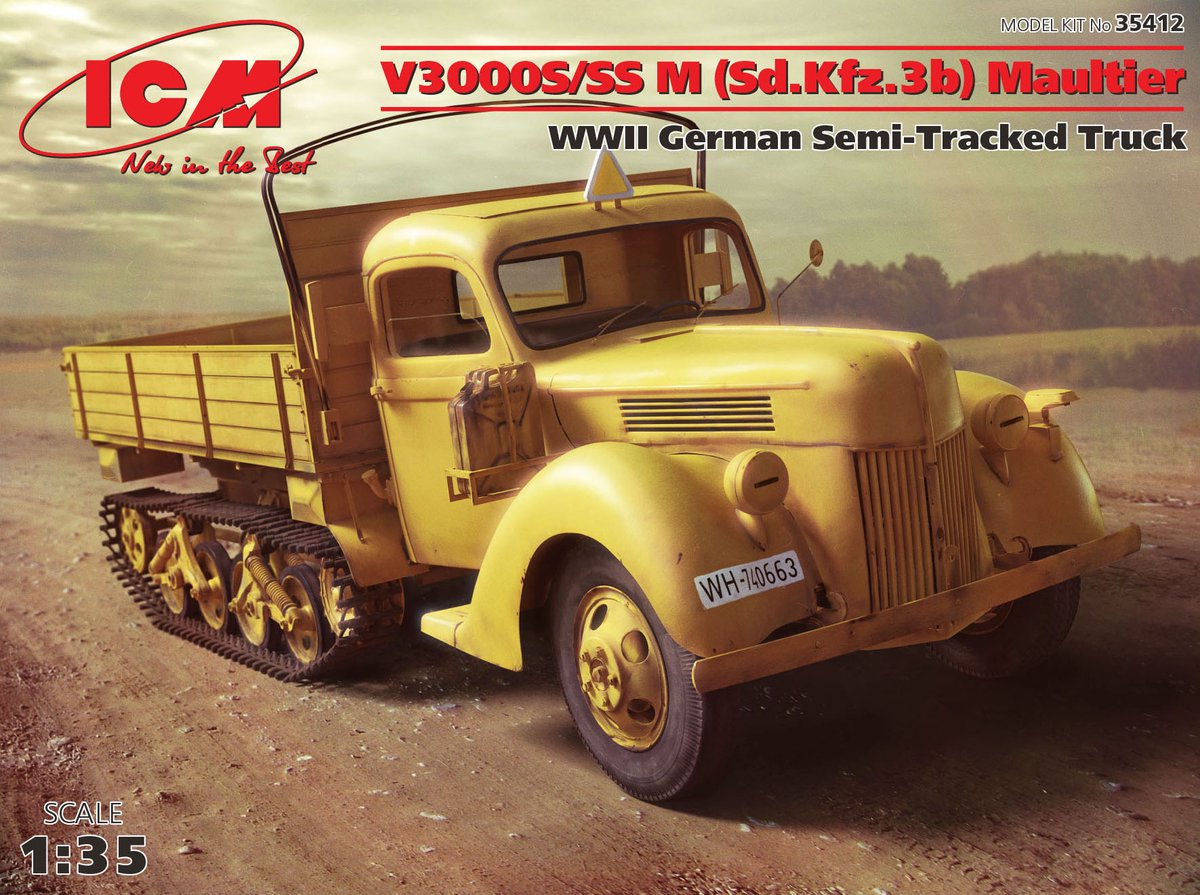 ICM Modelbouwpakket Militaire voertuigen - 35412 V3000S/SS M (Sd.Kfz.3b) Maultier, WWII German Tracked Truck Plastic - 1:35 - Modelbouw