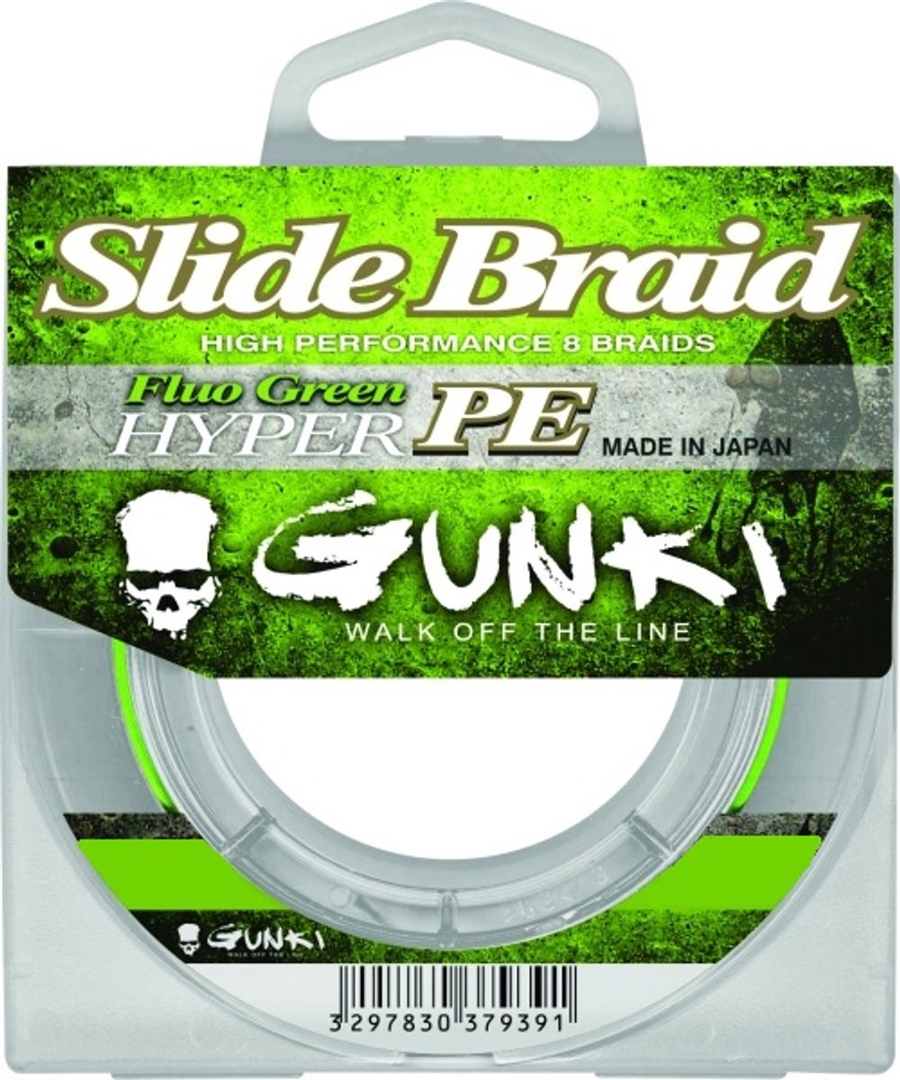 Gunki Slide Braid Iron-T 120 Fluo Green Vislijn 0.252mm 120m | Gevlochten lijn