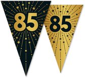 Vlaggenlijn 85 jaar zwart / goud 10 meter 2 zijdig bedrukt - Verjaardag Feestje Vlag Vlaggen Versiering Slinger Feestdecoratie Decoratie
