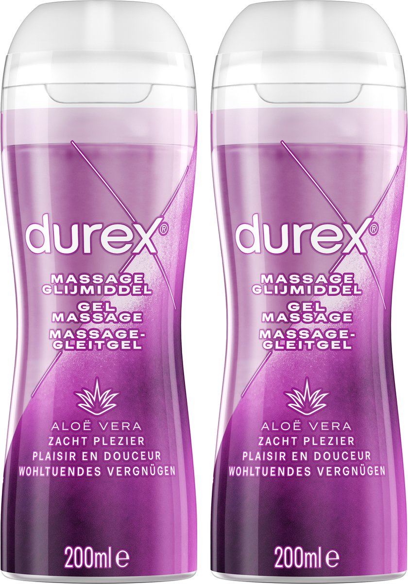 Goedkoopste Durex - Massage Olie en Glijmiddel - 2-in-1 - Aloë Vera - 200ml x2