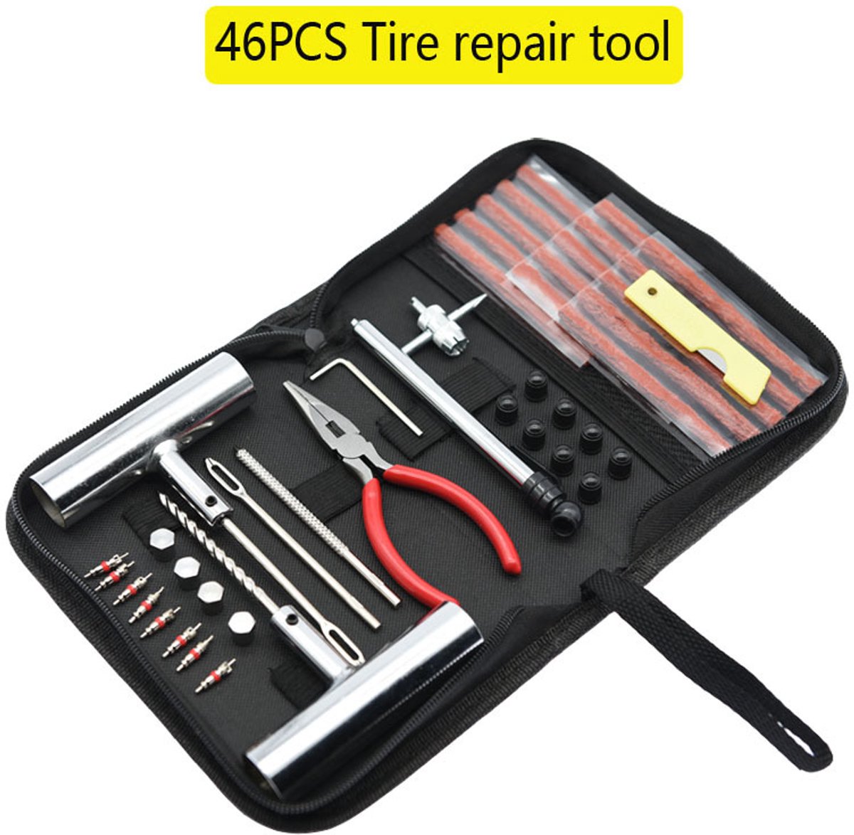 Banden Reparatieset - voor Motor, brommer of Auto - Inclusief opbergkoffer - Banden reparatieset - Reparatie set Banden - voor auto - bestelwagen - motorfiets - kofferbak thumbnail 3