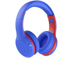 StayPowered Bluetooth Hoofdtelefoon voor Kinderen - Veilig en Kwalitatief Geluid - 85/94 dB Volumeregeling - 40 Uur Batterij - HD Microfoon - Opvouwbaar en Verstelbaar - Snelle Bluetooth 5.4 - Blauw/Rood - Levering Sneller dan Aangegeven!