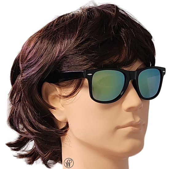 Fako Fashion® - 3x Zonnebril Zwart - Heren Zonnebril - Dames Zonnebril - Classic - UV400 - Zwart - Groen/Gele Spiegelglazen - 3 Stuks van Fako Fashion® — afbeelding 2