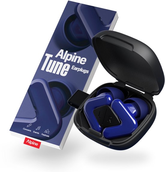 Alpine Tune Festivaloordoppen - Muziekoordoppen met Geluidsdemping - Hifi Geluidskwaliteit - 19dB Gehoorbescherming met Helder Geluid - 4 Maten Oordopjes - Voor Festivals, Feesten, Raves & Clubs - Donkerblauw