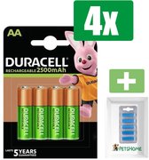 Duracell Oplaadbare AA batterijen - 2500 mAh NiMH - 4 stuks - 4 verpakkingen - Inclusief PetsHome Geurstaafjes Fresh