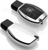 Autosleutel Hoesje geschikt voor Mercedes - SleutelCover - TPU Autosleutel Cover - Sleutelhoesje Chrome / Hoogglans Zilver