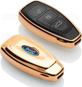 Autosleutel Hoesje geschikt voor Ford - SleutelCover - TPU Autosleutel Cover - Sleutelhoesje Hoogglans Goud