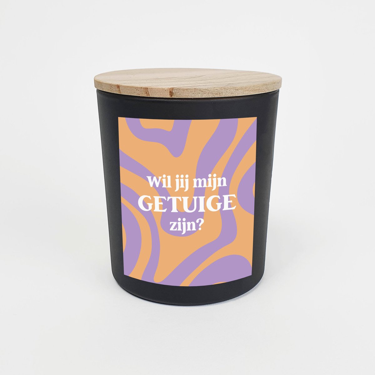 Geurkaars in glas - Getuige vragen - Wil jij mijn getuige zijn - Geurkaarsen geschenkset - Geurkaars - ZWART - Groovy orange design
