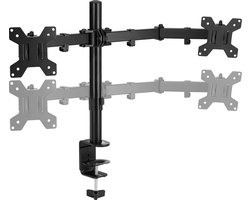 Vivid Green Dubbele Monitor Arm - Standaard - Beugel - 2 Schermen - 13 t/m 27 inch - Draai, Kantel en Zwenkbaar - Zwart