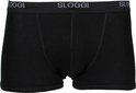 Voorkant van een zwarte Sloggi Basic short met grijze tailleband met Sloggi-logo.