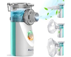 Auriva® Aerosoltoestel - Ultrasone Vernevelaar Inhalator – Inhalatieapparaat voor Kinderen, Volwassenen en Baby’s – Voor Luchtwegaandoeningen - Oplaadbaar - Incl. Maskers en reistas