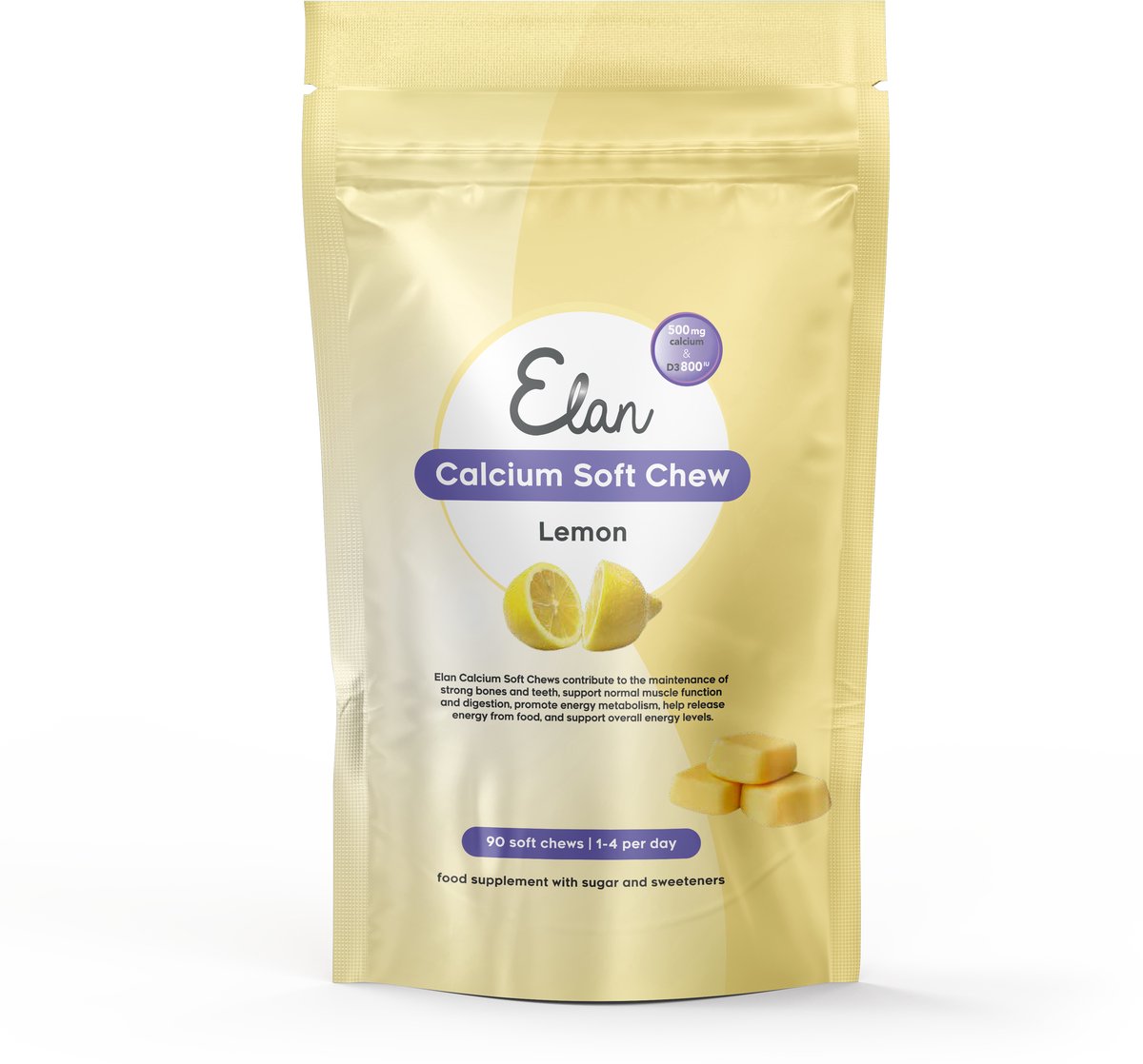 Calcium Soft Chew - Citroen - 90 Calcium Soft Chews in de vorm van citraat (500 mg) met vitamine D (20 µg) voor een betere opname van calcium