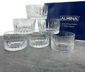 Almina Elisa - Bols en Verres - Set de 6 - Design Riffle - Glas de haute qualité