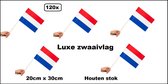 120x Drapeaux flottants sur bâton en bois Holland 20 cm x 30 cm - Drapeaux flottants de Luxe pour fête à thème du Jour du Roi, festival de football, document à distribuer