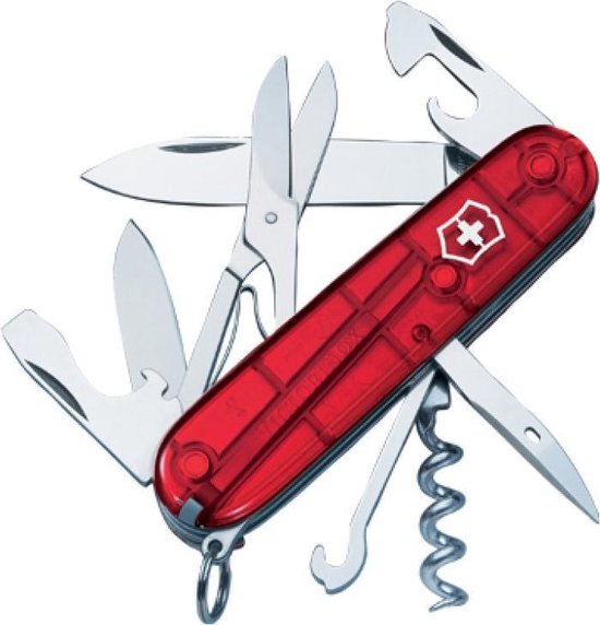 Foto: Victorinox climber zakmes 14 functies transparant rood