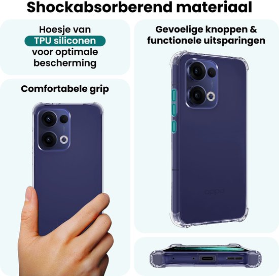 Coque compatible avec OPPO Reno 13, coque antichoc en Siliconen , coque arrière transparente