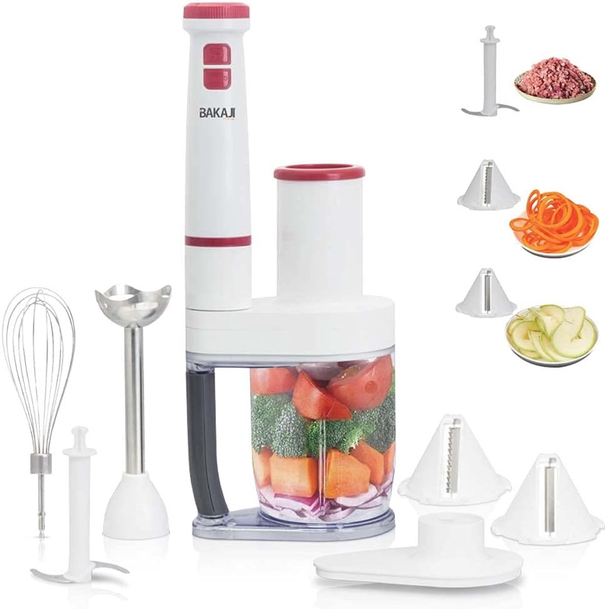 Multifunctionele 4-in-1 Staafmixer met Accessoires - Ergonomische Handgreep, Hakken, Mixen en Kloppen